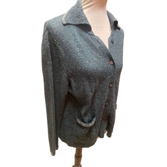 Woolrich Vintage 90’s Women’s Teal Green Speckled Knit Cardigan – Size Medium - Picture 4 of 12